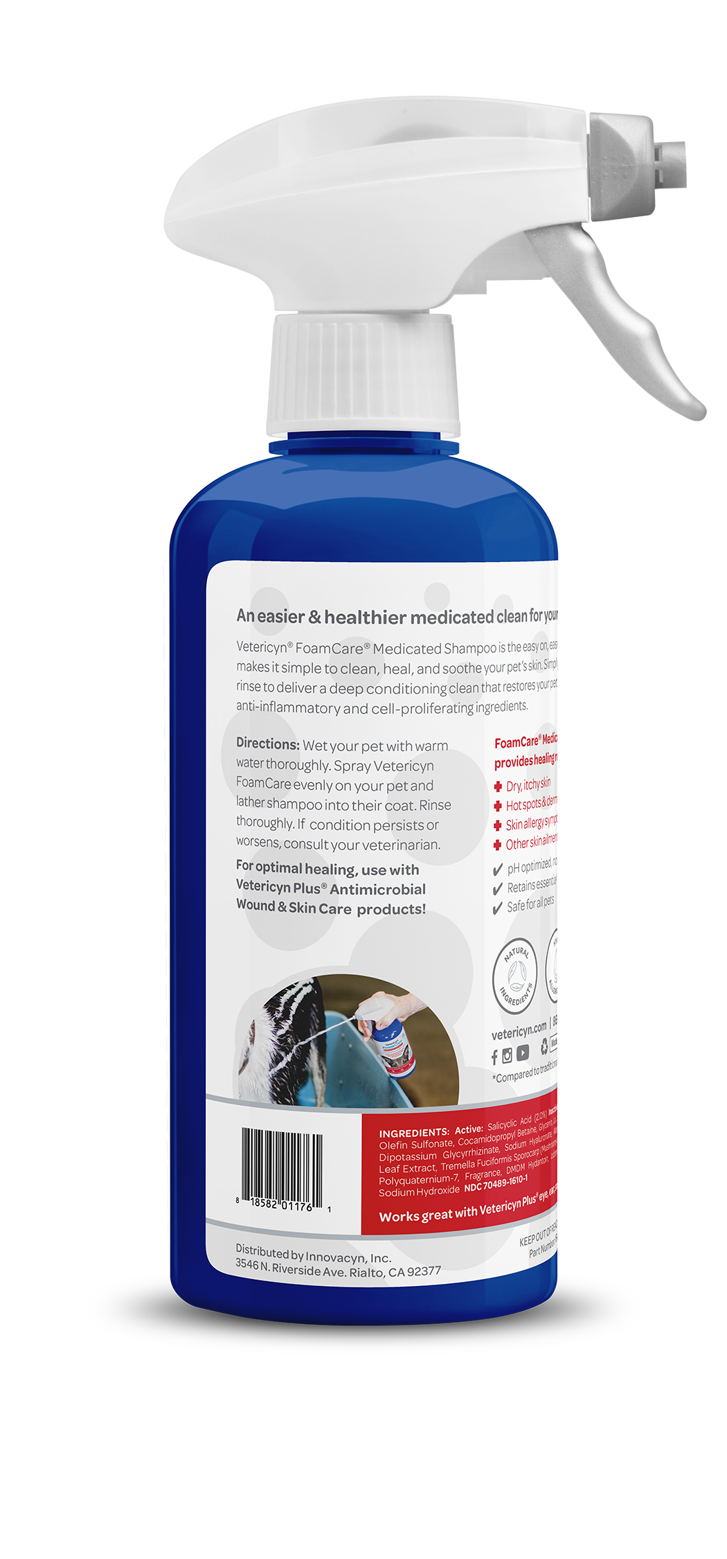 Vetericyn FoamCare Sprayable Medicated Shampoo for Dogs & Cats, 16-ounce