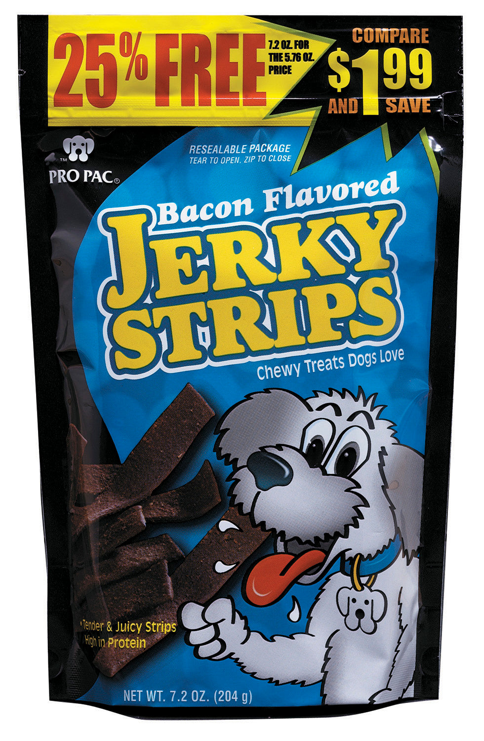 Pro Pac Bacon Flavored Jerky Strips Dog Treats