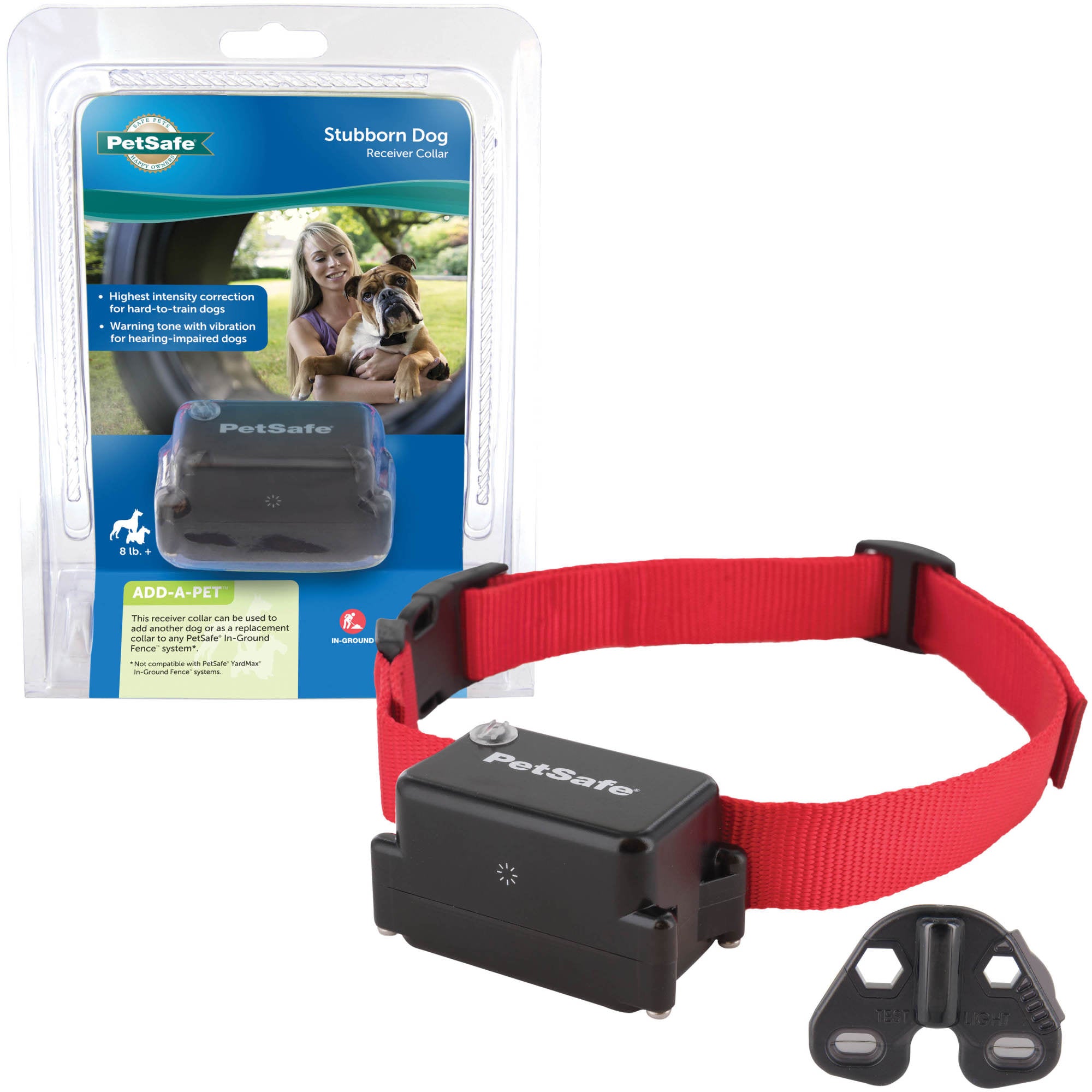 PetSafe Stubborn Dog Receiver Collar Only – In-Ground Fence Collar, Waterproof, with Tone, Vibration and Static Correction for Dogs 8lb and Up – From The Parent Company of INVISIBLE FENCE Brand