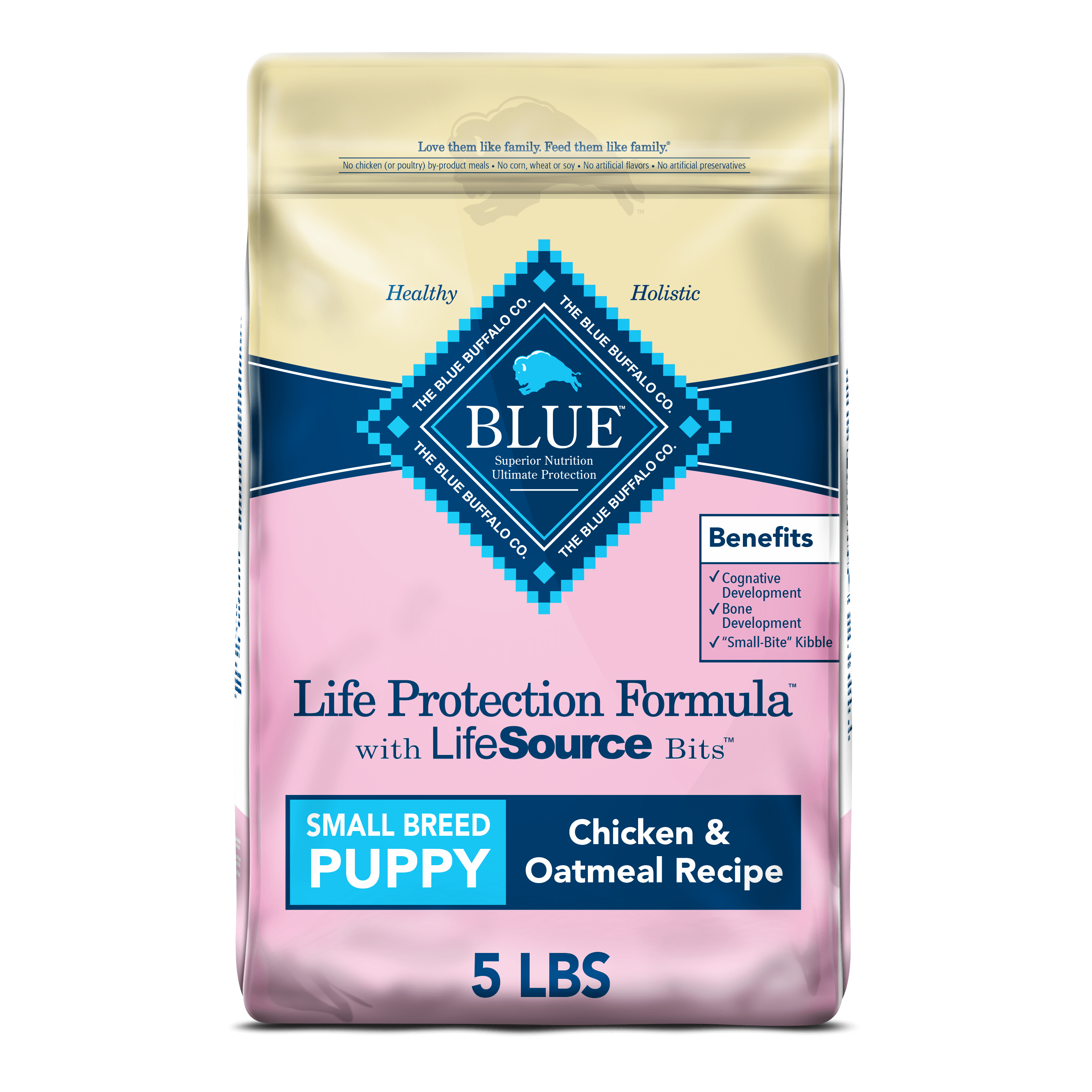 Blue Buffalo Life Protection Formula Natural Puppy Small Breed Dry Dog Food, Chicken and Oatmeal 5 lb. Trial Size Bag