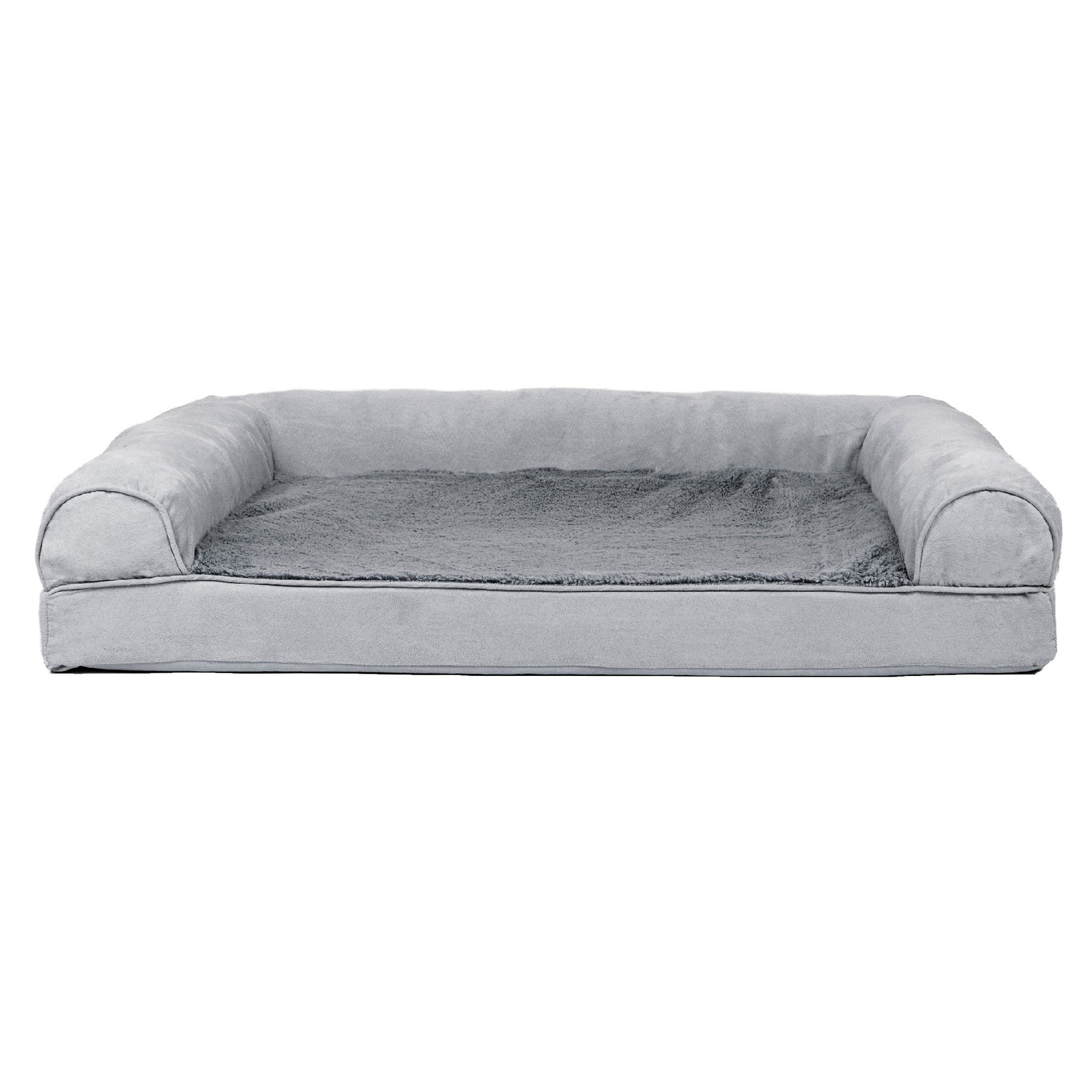 FurHaven Plush & Suede Orthopedic Sofa Dog Bed – Large, Gray